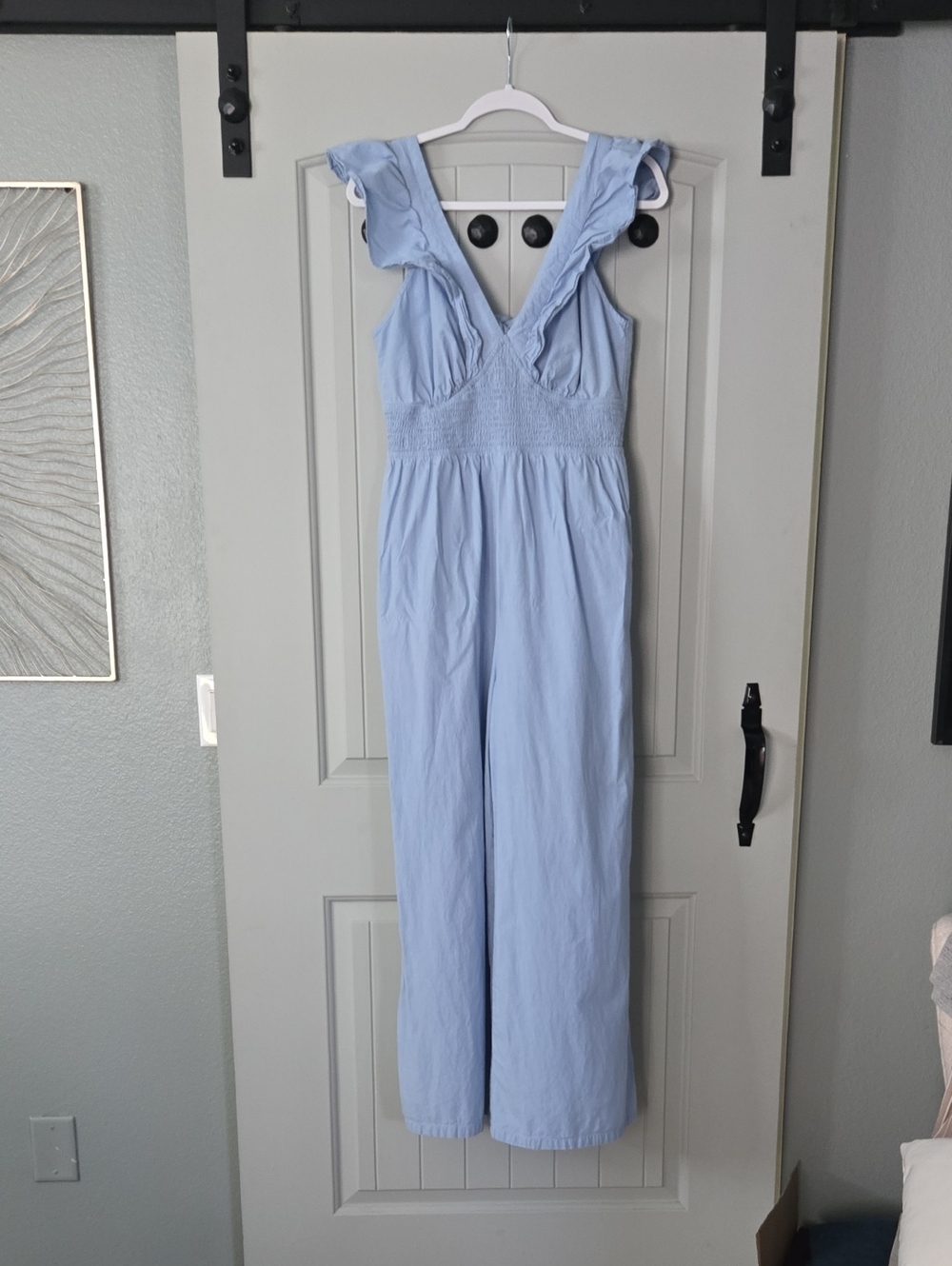 Light Blue Ruffle Strap Jumpsuit